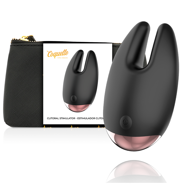 Stimulateur clitoridien rechargeable en silicone noir et or — vue principale