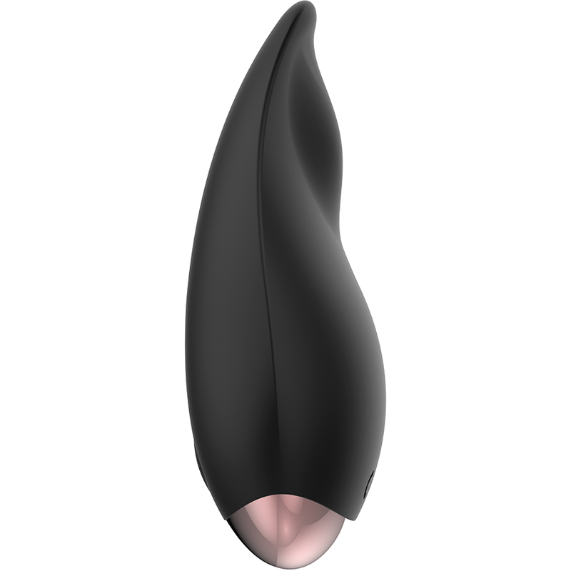 Stimulateur clitoridien Coquette noir incliné, pointe souple et format galet avec 10 modes de vibration.