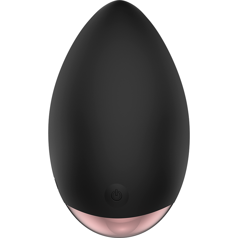 Coquette noir vu de face avec bouton de commande, stimulateur clitoridien rechargeable à 10 modes de vibration.