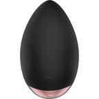 Coquette noir vu de face avec bouton de commande, stimulateur clitoridien rechargeable à 10 modes de vibration.