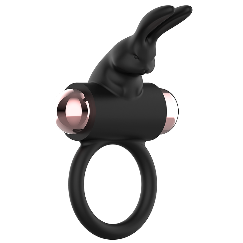 Anneau vibrant en silicone submersible noir et or — vue rapprochée