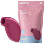 Satisfyer One Night Stand rose présenté avec sa pochette, stimulateur à ondes de pression pour une découverte limitée à 90 minutes d’utilisation totale.