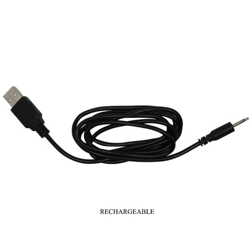 Cable de charge USB enroule du masseur de prostate Mr Play, mention rechargeable : accessoire d'alimentation pour recharger le jouet vibrant en silicone sans pile.