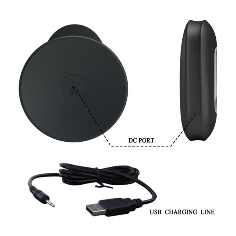 Plug anal Mr Play en silicone noir et telecommande avec cable de charge USB et port DC legende, base ventouse, 12 modes de vibration etanches rechargeables pour le jeu anal.
