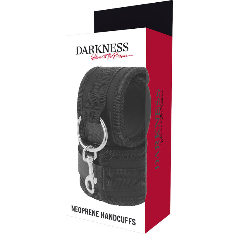 Menottes en néoprène réglables Darkness — détail texture surface