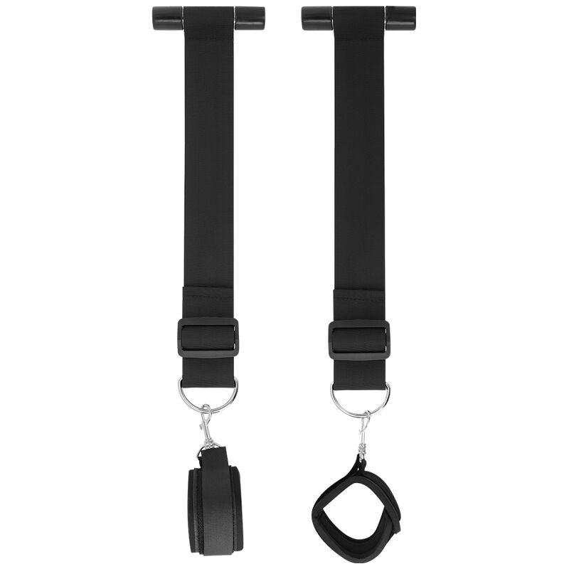 Menottes de porte bondage avec manchettes réglables — vue de profil