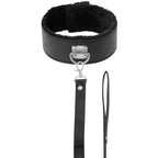 Collier BDSM doublé avec chaîne et mousqueton — détail produit