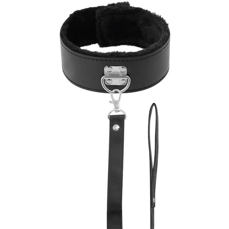 Collier BDSM doublé avec chaîne et mousqueton — détail produit