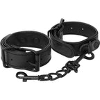 Menottes texturées PU et métal noir — détail produit