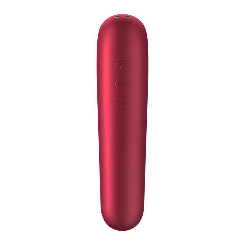 Vibrateur aspiration dual Satisfyer Connect silicone rouge — vue de profil