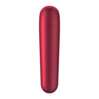 Vibrateur aspiration dual Satisfyer Connect silicone rouge — vue de profil