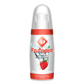 Flacon pompe ID Frutopia Strawberry de face, lubrifiant gourmand fraise base eau saveur sucree, etiquette rouge compatible preservatifs latex