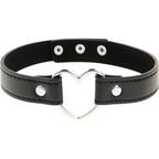 Collier ras-de-cou en cuir vegan avec cœur — vue de profil