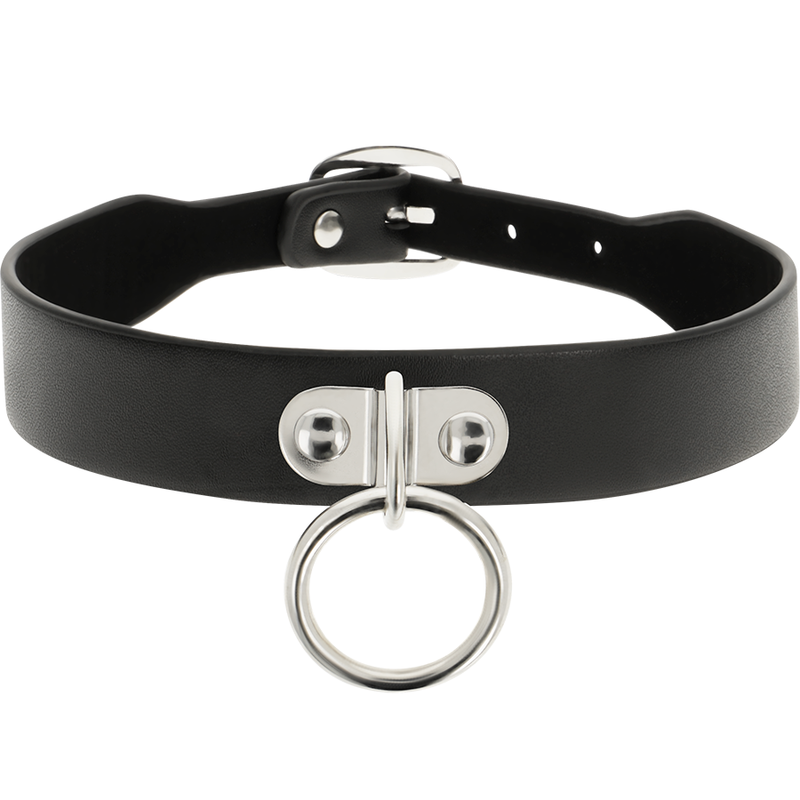 Collier en cuir vegan accessoire fétiche réglable — vue de profil