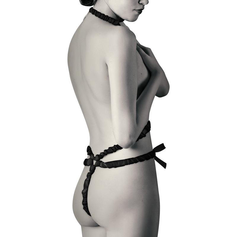 Ensemble lingerie corset avec protège-tétins assortis — vue de profil