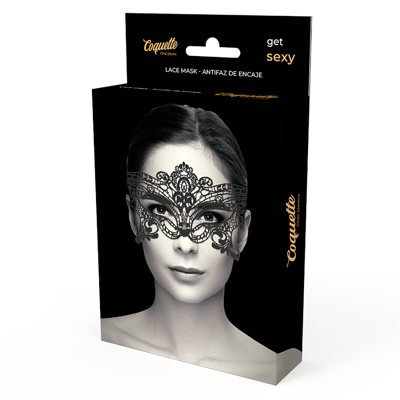 Masque large en dentelle noire Coquette — vue de profil