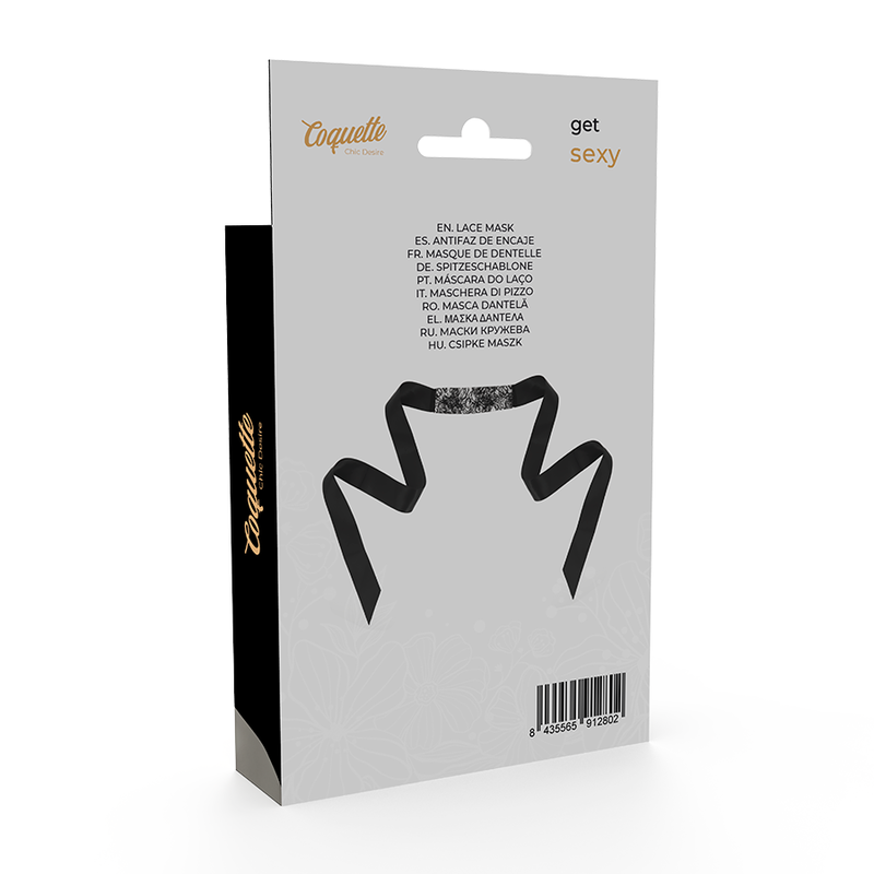 Masque en dentelle noire avec ruban — vue rapprochée
