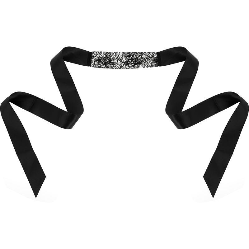 Masque en dentelle noire avec ruban — vue de profil