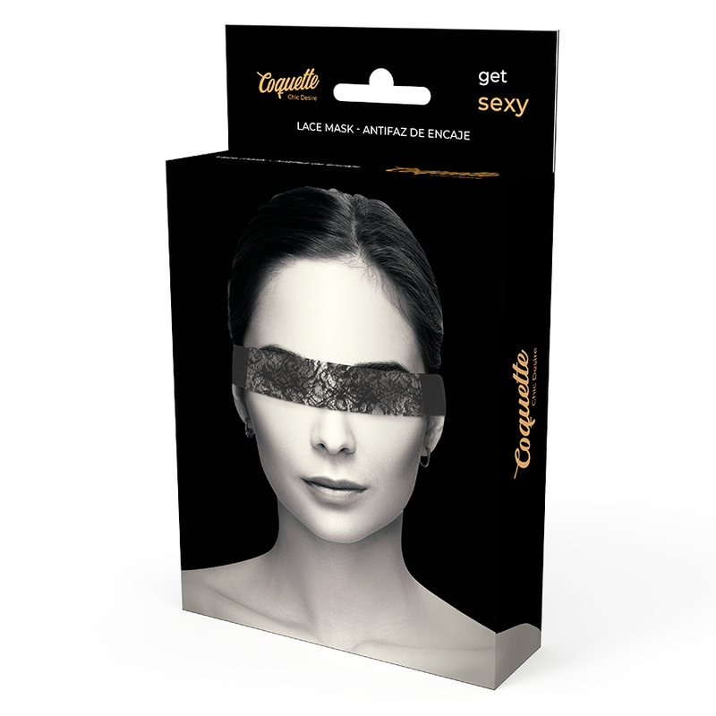 Masque en dentelle noire avec ruban — détail texture surface
