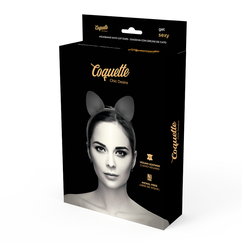 Serre-tête avec oreilles de chat en cuir végétalien — détail texture surface