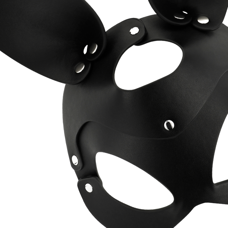 Masque cuir vegan avec oreilles de lapin — vue de dos