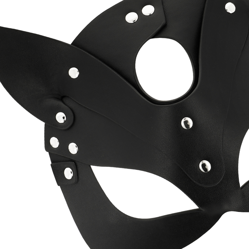 Masque cuir vegan avec oreilles de chat — vue de dos