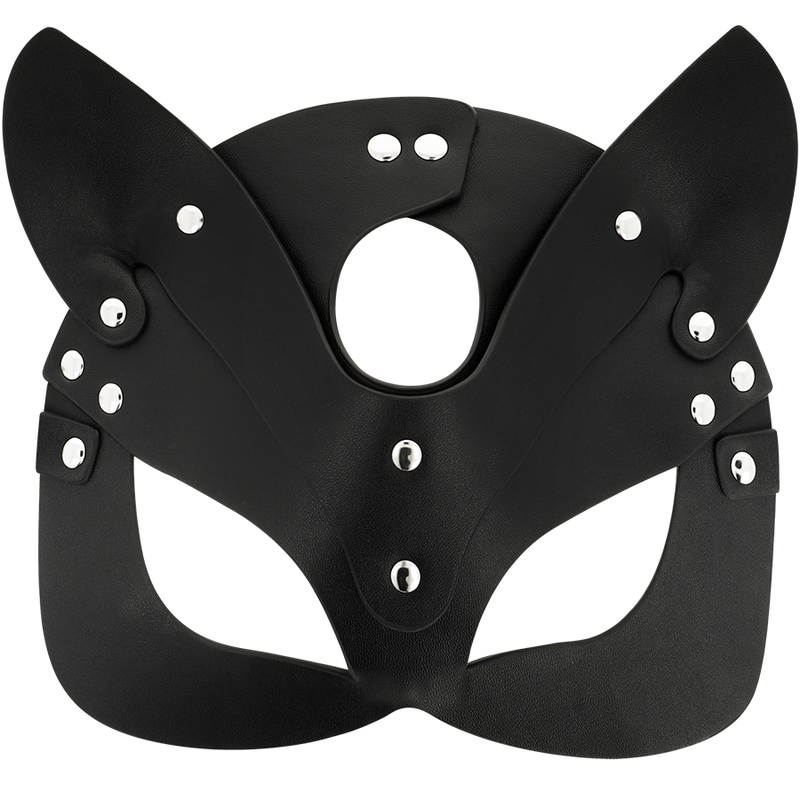 Masque cuir vegan avec oreilles de chat — vue de profil