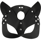 Masque cuir vegan avec oreilles de chat — vue de profil