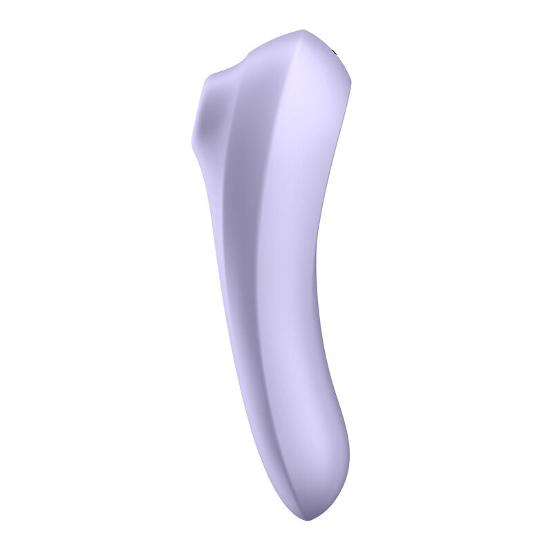 Double stimulateur clitoris aspiration et point G connecté — détail texture surface