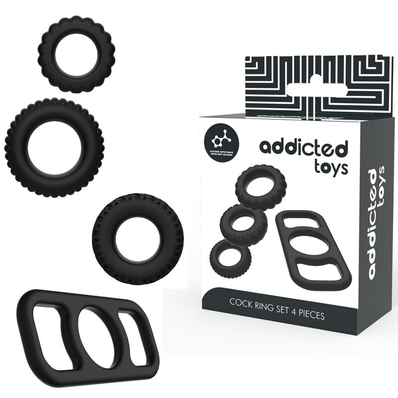 Ensemble d'anneaux péniens 4 pièces silicone — détail produit