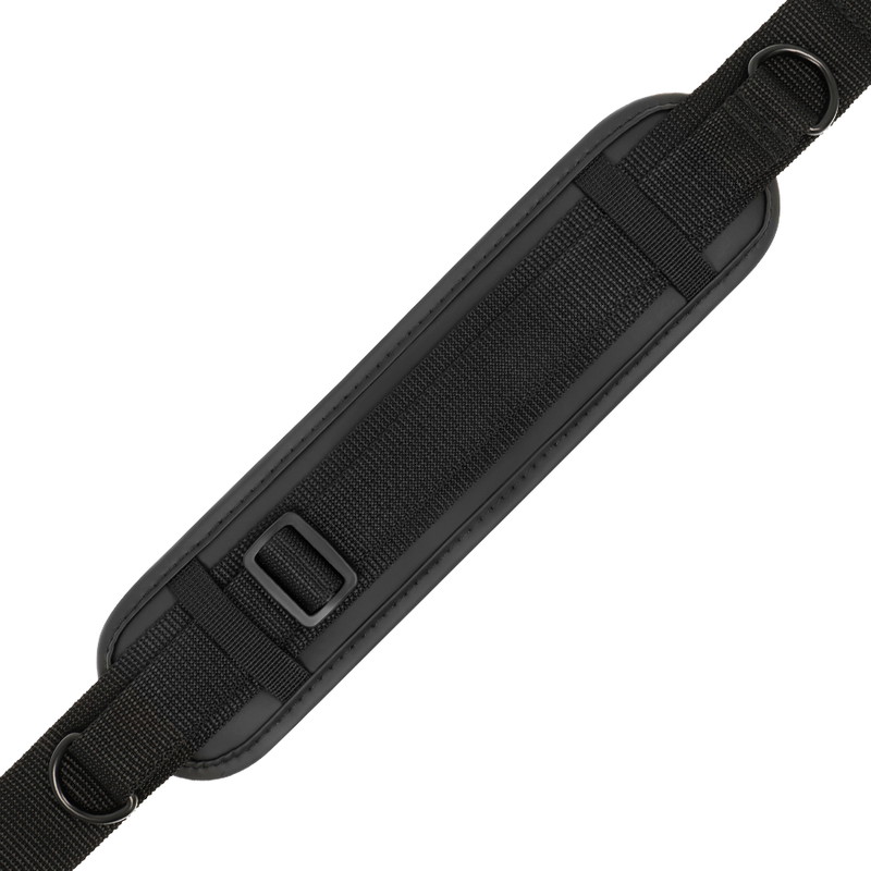 Detail de la sangle nylon a poignee et boucle reglable du harnais de position jambes ouvertes Fetish Submissive, maintien neoprene souple