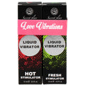 Pack Love Vibrations de Secret Play, deux boites gels stimulants Hot pour elle et Fresh pour lui cote a cote, intensificateurs de plaisir effet chaud et froid pour le couple.