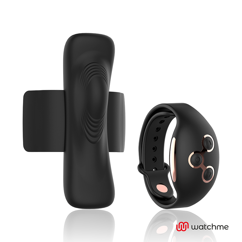 Culotte vibrante Watchme silicone noir et or — détail produit