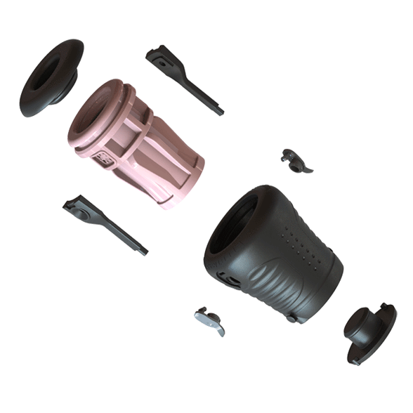 Manchon électrostimulation jack socket — détail texture surface