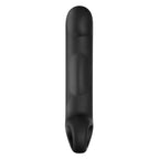 Gode Ovid en silicone noir vu de dessus, fut lisse non realiste a extremite arrondie, electrode bipolaire d'electrostimulation interne compatible stimulateurs Electrastim