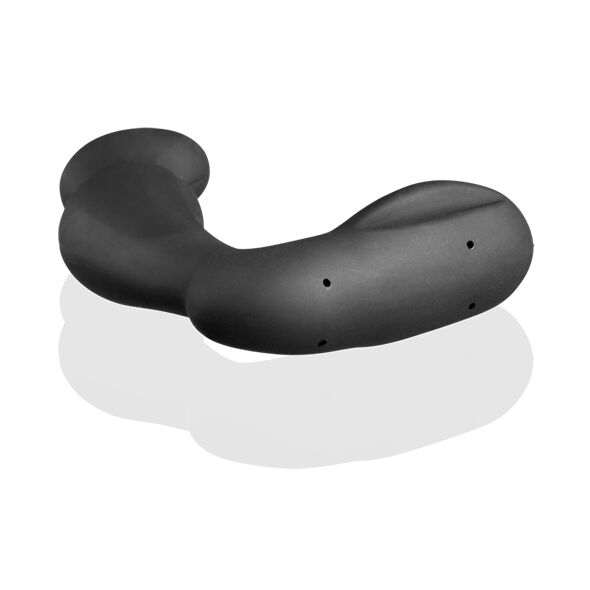 Masseur de prostate Sirius en silicone noir vu en plongee, corps incurve et points de contact, stimulateur quadripolaire d'electrostimulation 4 zones prostate perinee fesses