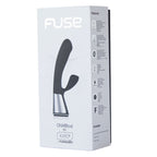 Boite Fuse OhMiBod for Kiiroo presentant le vibrateur rabbit noir, double stimulation en silicone et ABS, liste de fonctions Bluetooth, rechargeable USB pour solo ou couple.