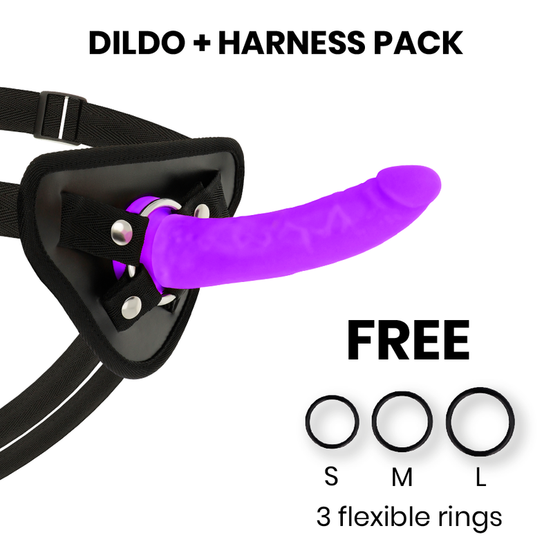 Gode-ceinture avec harnais et dong silicone — finition matière