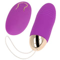 Oeuf vibrant Ohmama violet et sa telecommande ovale, cable de connexion visible