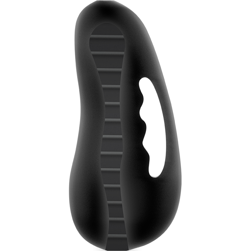 Masturbateur Tensek 4 noir - vue de profil montrant la poignee ajouree et les rainures