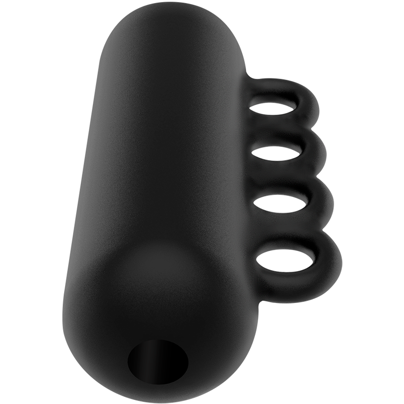 Masturbateur Tensek 5 noir - vue de face avec poignee a quatre anneaux pour les doigts
