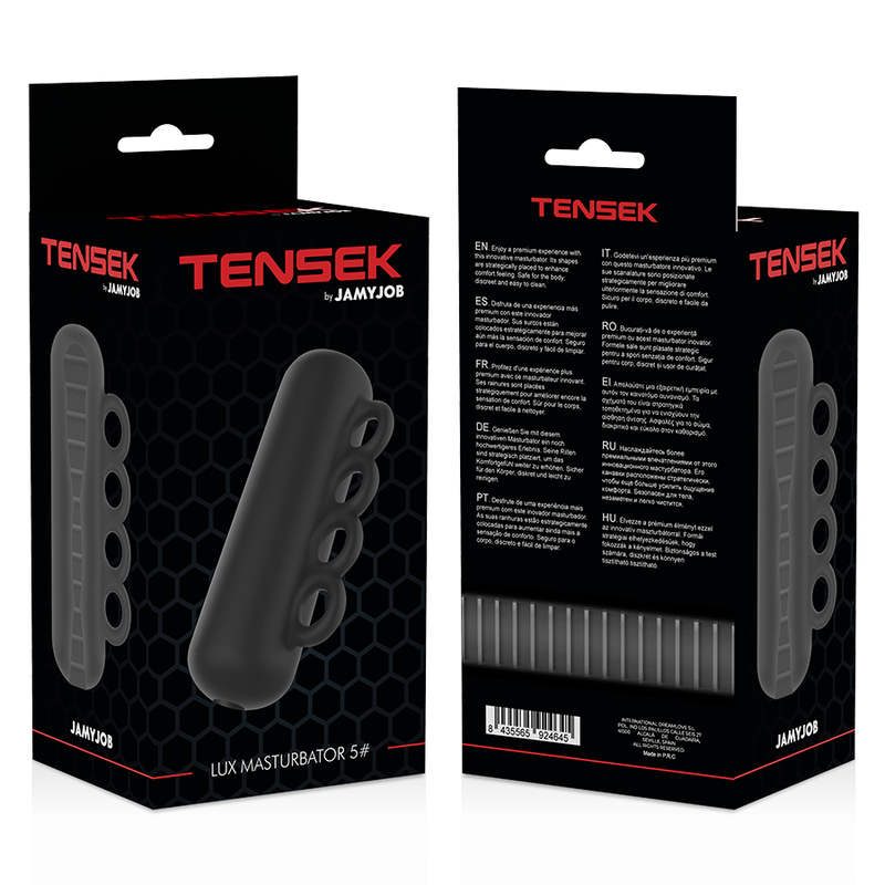 Emballage du Tensek 5 Jamyjob - recto et verso du coffret Lux Masturbator 5