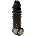 Gaine d'extension pénienne noire avec sangle testiculaire — vue de dos