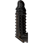 Gaine d'extension pénienne noire avec sangle testiculaire — comparatif dimensionnel