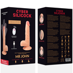 Boites recto-verso des godes realistes vibrants Mr John et Master, telecommandes illustrees et visuels du silicone chair avec gland et testicules.