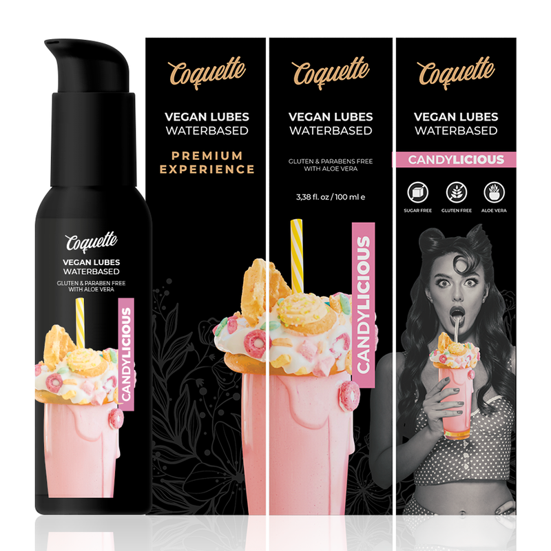 Lubrifiant gourmand vegan base eau Candylicious — vue de profil