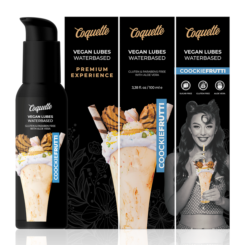 Lubrifiant gourmand vegan saveur cookiefrutti — vue de profil