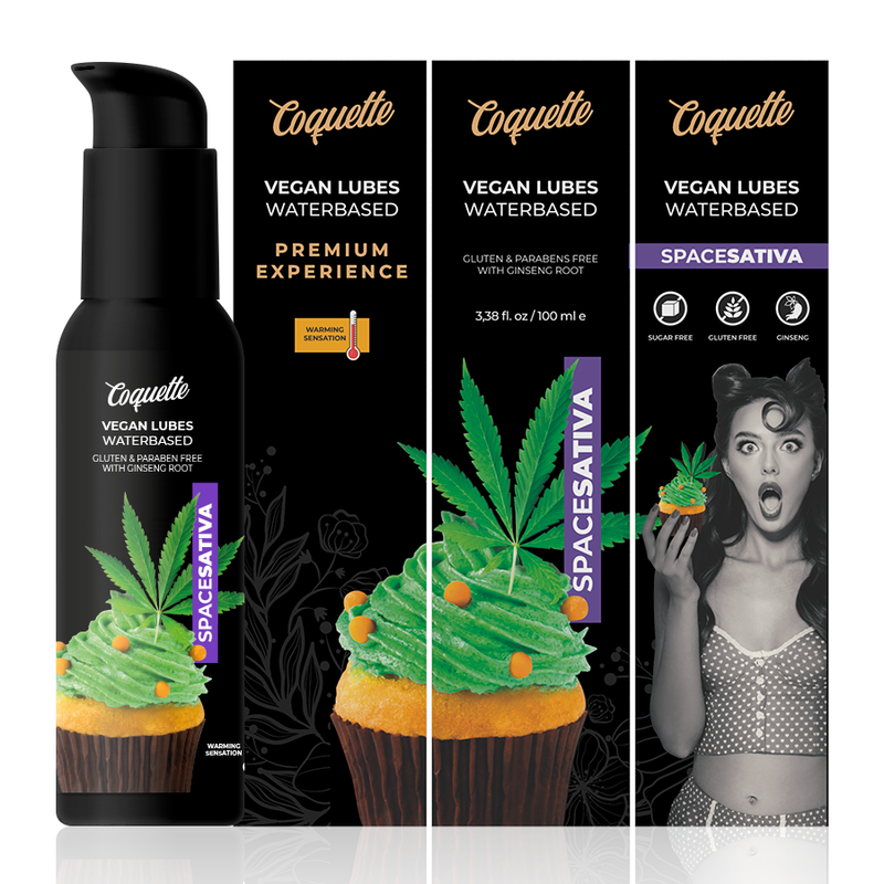 Lubrifiant gourmand Space Sativa 100 ml base eau — vue de profil