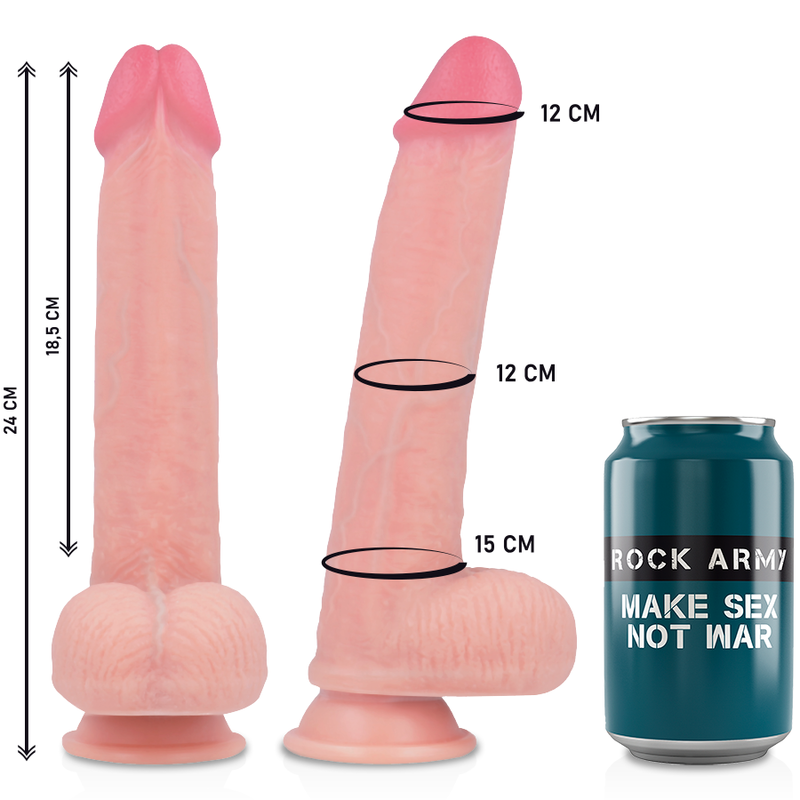 Harnais avec gode réaliste silicone Kingcobra — comparatif dimensionnel