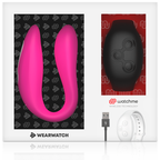 Vibromasseur connecté couple double technologie fuchsia — vue rapprochée